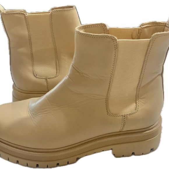 Marc Fisher Beige Leather Chelsea Boots - Picture 2 of 7